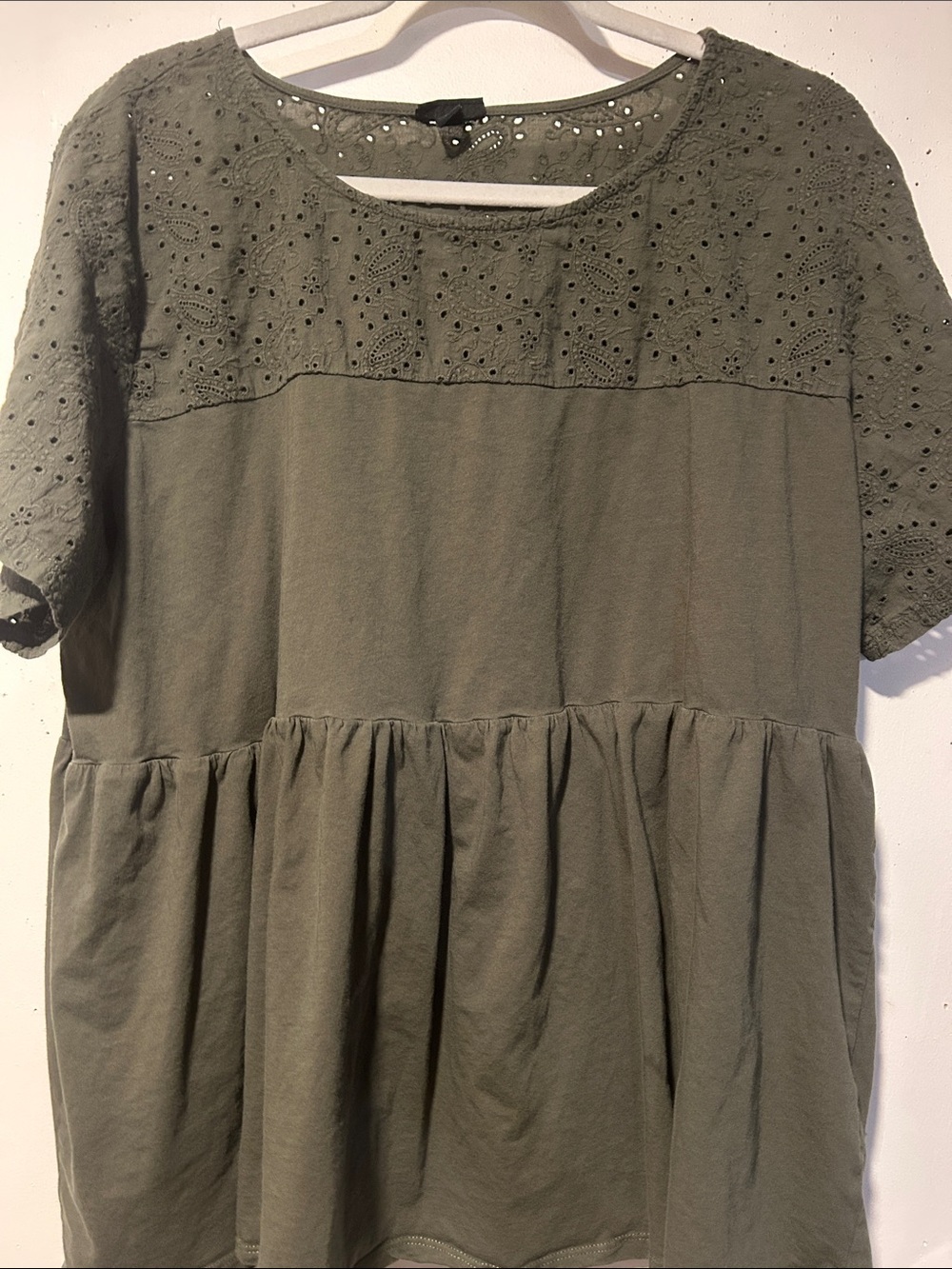 torrid Olive Eyelet Peplum Tunic
